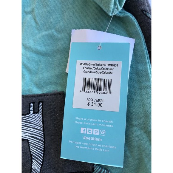 PL:Baby Romper Coverall 2 Pc Set Dark Grey/Teal Dinosaur Design 6M - Picture 8 of 12